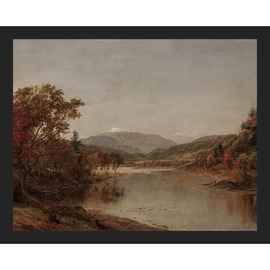 SA015-TRANQUIL LANDSCAPE Hand framed in a matte black frame. Finished Size: W 15.25 in x H 12.25 in