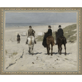 SA017-BEACH SCENE Hand framed in an ornate dark silver frame. Finished Size: W 11.25 in x H 9.25 in