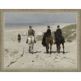 SA017-BEACH SCENE Hand framed in an ornate dark silver frame. Finished Size: W 13.25 in x H 10.25 in