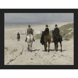 SA017-BEACH SCENE Hand framed in a matte black frame. Finished Size: W 13.25 in x H 10.25 in