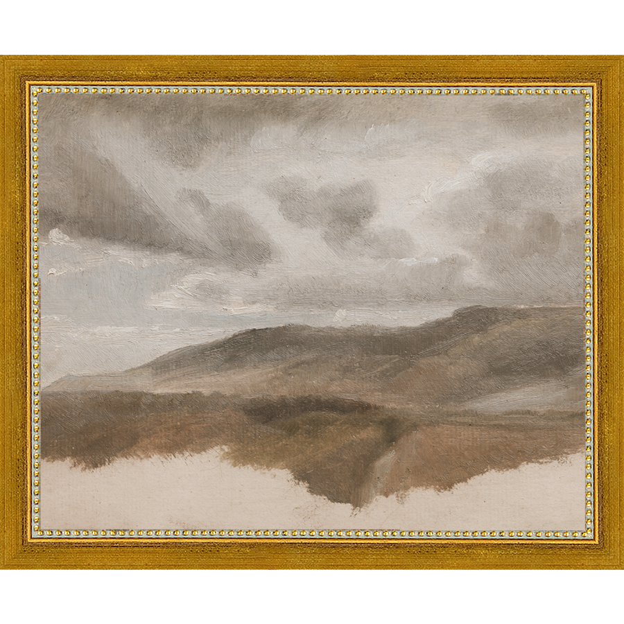 SA018-A WINTER LANDSCAPE Hand framed in a transitional gold frame. Finished Size: W 11.25 in x H 9.25 in