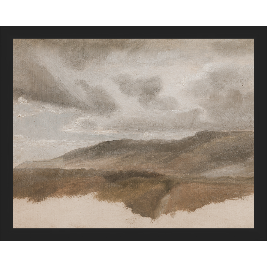 SA018-A WINTER LANDSCAPE Hand framed in a matte black frame. Finished Size: W 15.25 in x H 12.25 in