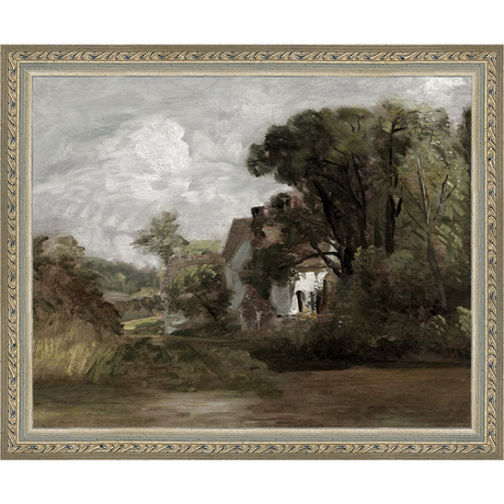SA020-THE HIDDEN HOUSE Hand framed in an ornate dark silver frame. Finished Size: W 11.25 in x H 9.25 in