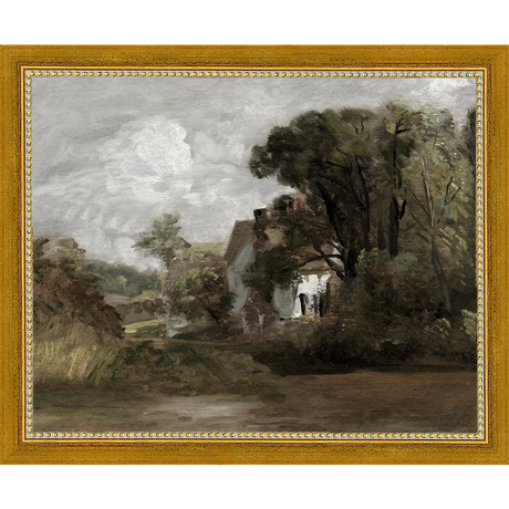 SA020-THE HIDDEN HOUSE Hand framed in a transitional gold frame. Finished Size: W 11.25 in x H 9.25 in