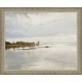 SA021-THE LAZY RIVER Hand framed in an ornate dark silver frame. Finished Size: W 11.25 in x H 9.25 in