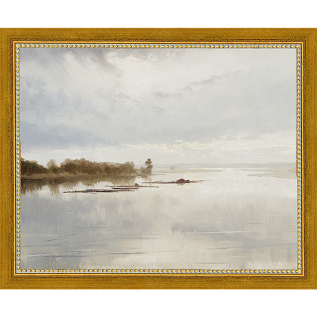 SA021-THE LAZY RIVER Hand framed in a transitional gold frame. Finished Size: W 11.25 in x H 9.25 in