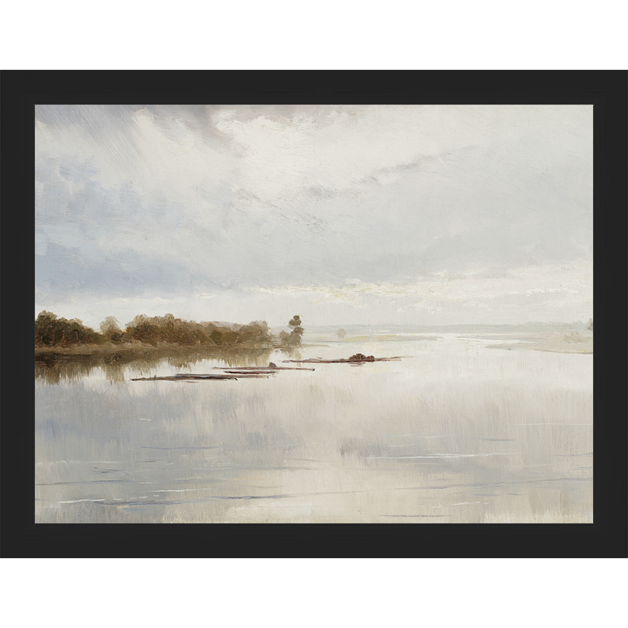 SA021-THE LAZY RIVER Hand framed in a matte black frame. Finished Size: W 13.25 in x H 10.25 in