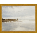 SA021-THE LAZY RIVER Hand framed in a transitional gold frame. Finished Size: W 13.25 in x H 10.25 in