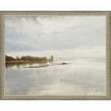SA021-THE LAZY RIVER Hand framed in an ornate dark silver frame. Finished Size: W 15.25 in x H 12.25 in