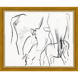 SA027-COWS Hand framed in a transitional gold frame. Finished Size: W 11.25 in x H 9.25 in
