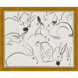 SA029-RABBITS II Hand framed in a transitional gold frame. Finished Size: W 11.25 in x H 9.25 in
