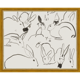 SA029-RABBITS II Hand framed in a transitional gold frame. Finished Size: W 15.25 in x H 12.25 in