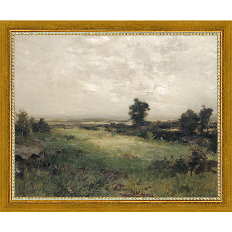 SA031-VIEW OF THE VALLEY Hand framed in a transitional gold frame. Finished Size: W 11.25 in x H 9.25 in