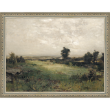 SA031-VIEW OF THE VALLEY Hand framed in an ornate dark silver frame. Finished Size: W 13.25 in x H 10.25 in