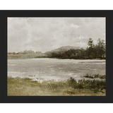 SA032-LAKESIDE Hand framed in a matte black frame. Finished Size: W 11.25 in x H 9.25 in
