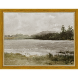 SA032-LAKESIDE Hand framed in a transitional gold frame. Finished Size: W 13.25 in x H 10.25 in