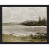 SA032-LAKESIDE Hand framed in a matte black frame. Finished Size: W 15.25 in x H 12.25 in