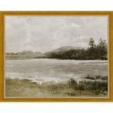 SA032-LAKESIDE Hand framed in a transitional gold frame. Finished Size: W 15.25 in x H 12.25 in