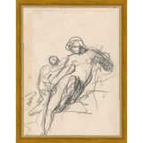 SA034-CHARCOAL MOTHER & CHILD Hand framed in a transitional gold frame. Finished Size: W 10.25 in x H 13.25 in