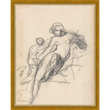 SA034-CHARCOAL MOTHER & CHILD Hand framed in a transitional gold frame. Finished Size: W 12.25 in x H 15.25 in