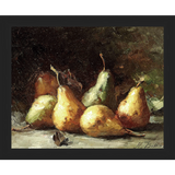 SA035-PEAR STILL LIFE Hand framed in a matte black frame. Finished Size: W 11.25 in x H 9.25 in