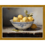 SA036-LEMONS IN BOWL Hand framed in a transitional gold frame. Finished Size: W 13.25 in x H 10.25 in