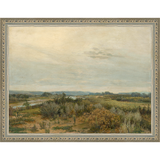 SA041-LANDSCAPE WITH RIVER Hand framed in an ornate dark silver frame. Finished Size: W 13.25 in x H 10.25 in