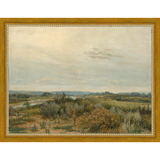 SA041-LANDSCAPE WITH RIVER Hand framed in a transitional gold frame. Finished Size: W 13.25 in x H 10.25 in