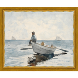 SA046-ROWBOAT Hand framed in a transitional gold frame. Finished Size: W 11.25 in x H 9.25 in