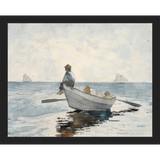 SA046-ROWBOAT Hand framed in a matte black frame. Finished Size: W 15.25 in x H 12.25 in