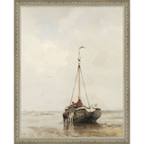 SA055-AWAITING THE TIDE Hand framed in an ornate dark silver frame. Finished Size: W 12.25 in x H 15.25 in