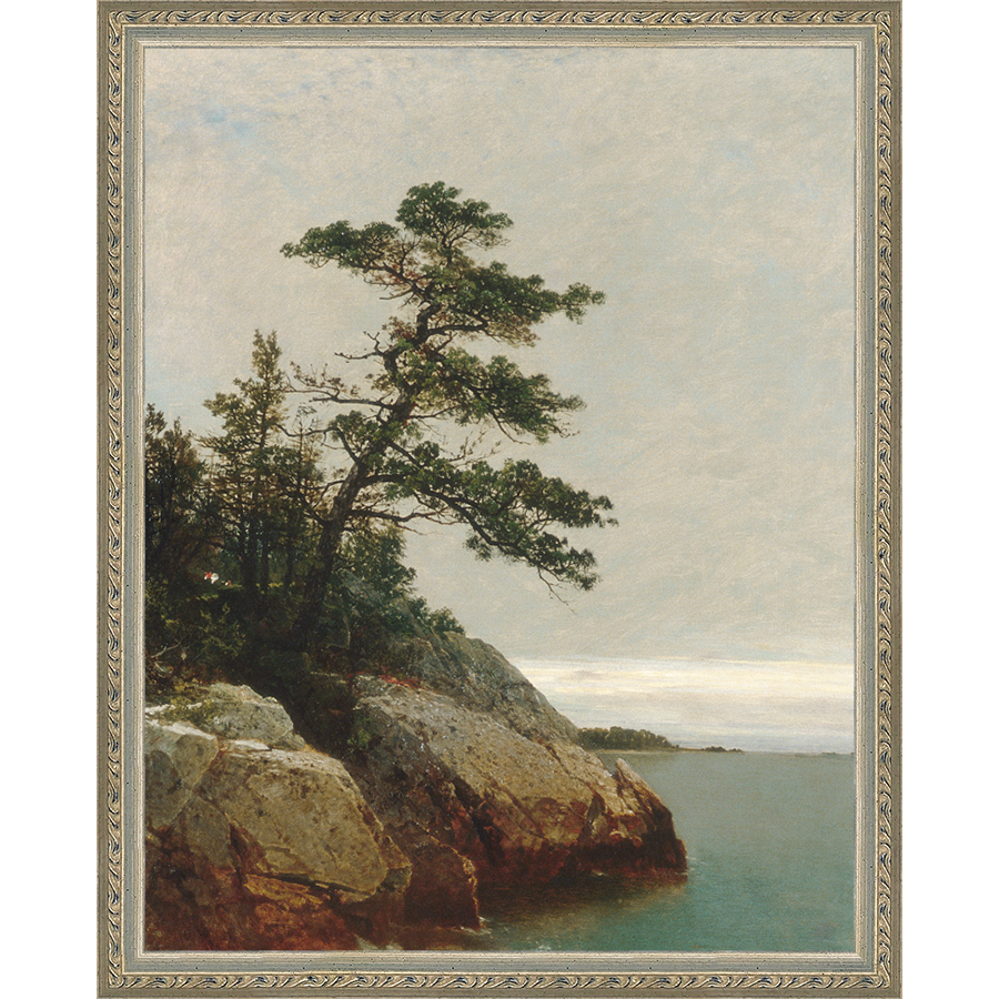 SA056-LONELY PINE Hand framed in an ornate dark silver frame. Finished Size: W 12.25 in x H 15.25 in