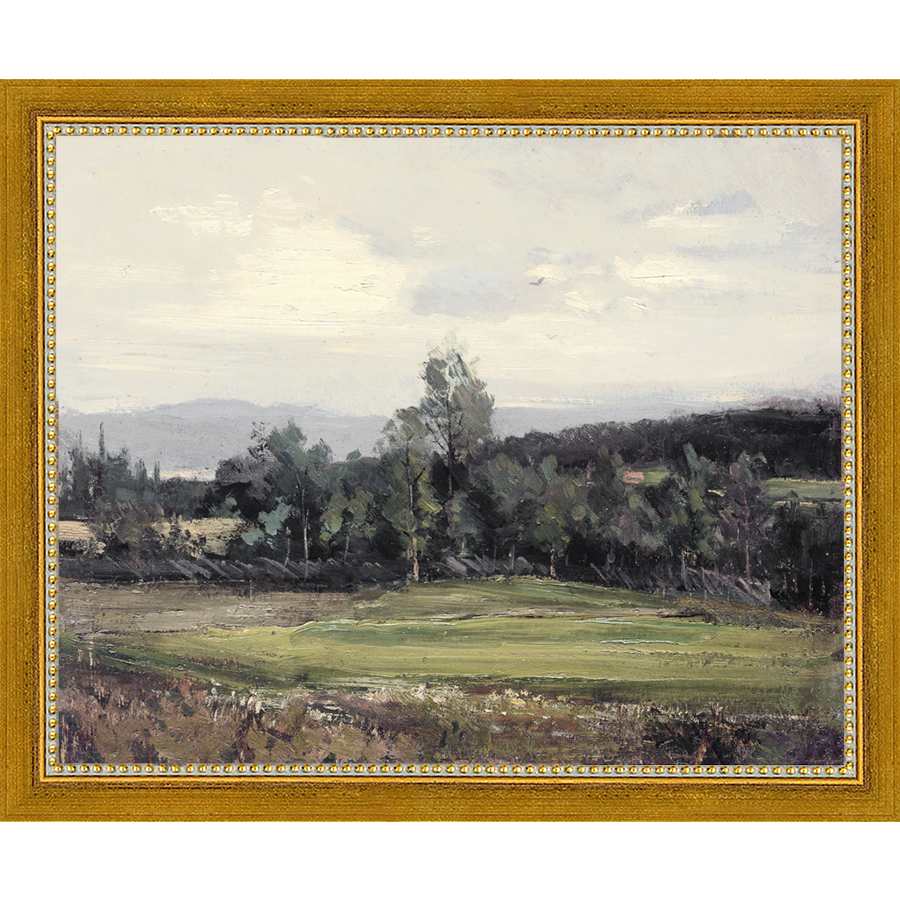 SA059-SUMMER DELL Hand framed in a transitional gold frame. Finished Size: W 11.25 in x H 9.25 in