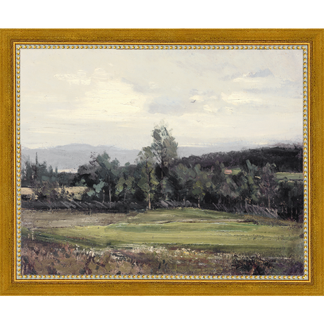 SA059-SUMMER DELL Hand framed in a transitional gold frame. Finished Size: W 11.25 in x H 9.25 in