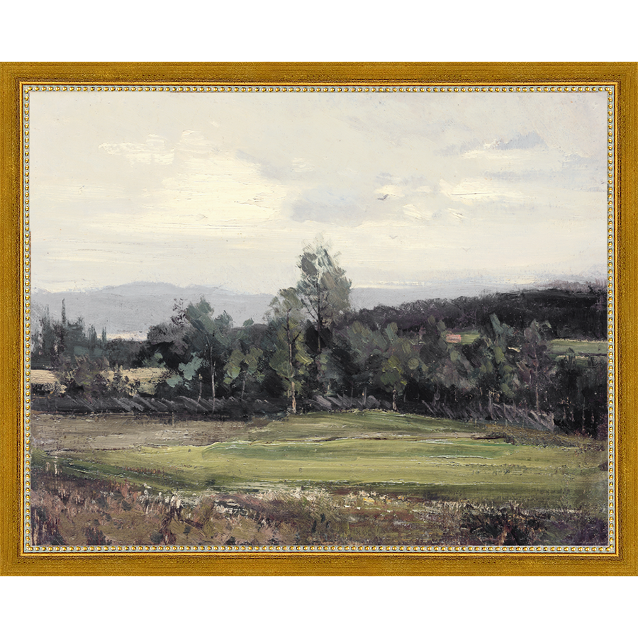 SA059-SUMMER DELL Hand framed in a transitional gold frame. Finished Size: W 15.25 in x H 12.25 in