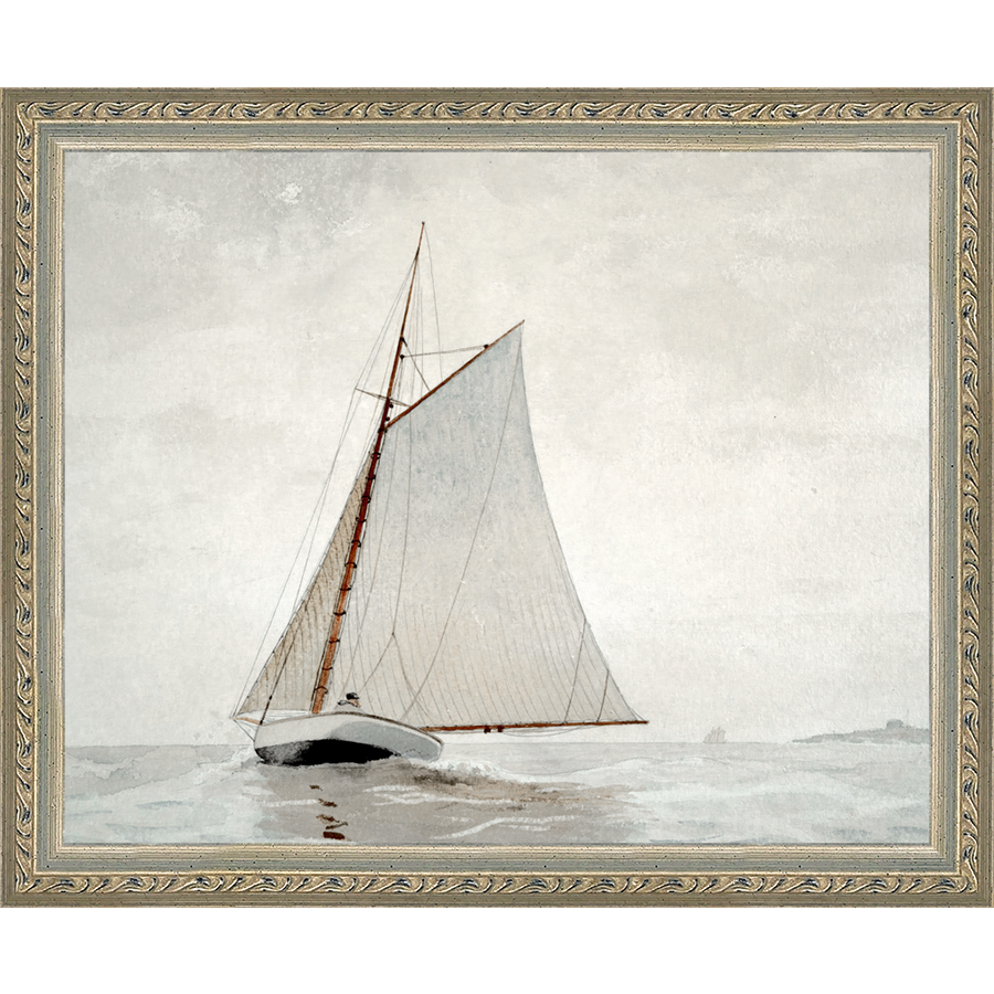 SA060-FULL SAIL Hand framed in an ornate dark silver frame. Finished Size: W 11.25 in x H 9.25 in