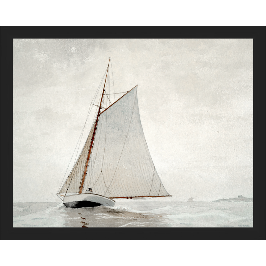 SA060-FULL SAIL Hand framed in a matte black frame. Finished Size: W 15.25 in x H 12.25 in