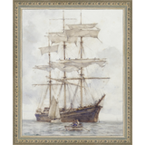 SA065-BARQUE Hand framed in an ornate dark silver frame. Finished Size: W 9.25 in x H 11.25 in