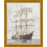 SA065-BARQUE Hand framed in a transitional gold frame. Finished Size: W 9.25 in x H 11.25 in