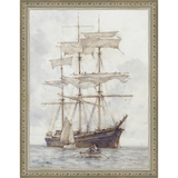 SA065-BARQUE Hand framed in an ornate dark silver frame. Finished Size: W 10.25 in x H 13.25 in