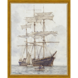 SA065-BARQUE Hand framed in a transitional gold frame. Finished Size: W 12.25 in x H 15.25 in