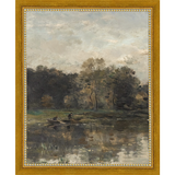 SA068-LAKE TRIPTYCH I (LEFT) Hand framed in a transitional gold frame. Finished Size: W 9.25 in x H 11.25 in