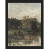 SA068-LAKE TRIPTYCH I (LEFT) Hand framed in a matte black frame. Finished Size: W 10.25 in x H 13.25 in