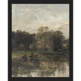 SA068-LAKE TRIPTYCH I (LEFT) Hand framed in a matte black frame. Finished Size: W 12.25 in x H 15.25 in