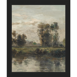 SA070-LAKE TRIPTYCH III (RIGHT) Hand framed in a matte black frame. Finished Size: W 9.25 in x H 11.25 in