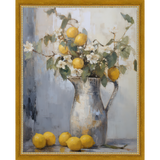 SA073-FRESH LEMONS Hand framed in a transitional gold frame. Finished Size: W 12.25 in x H 15.25 in