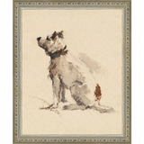 SA077-DOG I Hand framed in an ornate dark silver frame. Finished Size: W 9.25 in x H 11.25 in