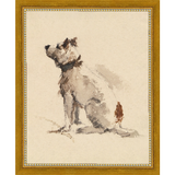 SA077-DOG I Hand framed in a transitional gold frame. Finished Size: W 9.25 in x H 11.25 in