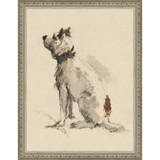 SA077-DOG I Hand framed in an ornate dark silver frame. Finished Size: W 10.25 in x H 13.25 in