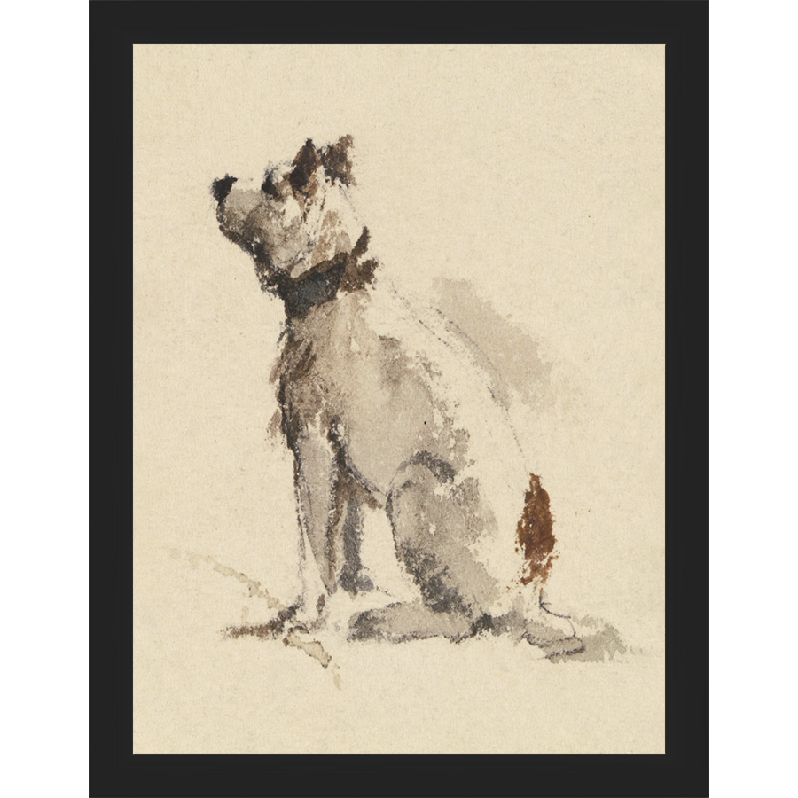 SA077-DOG I Hand framed in a matte black frame. Finished Size: W 10.25 in x H 13.25 in
